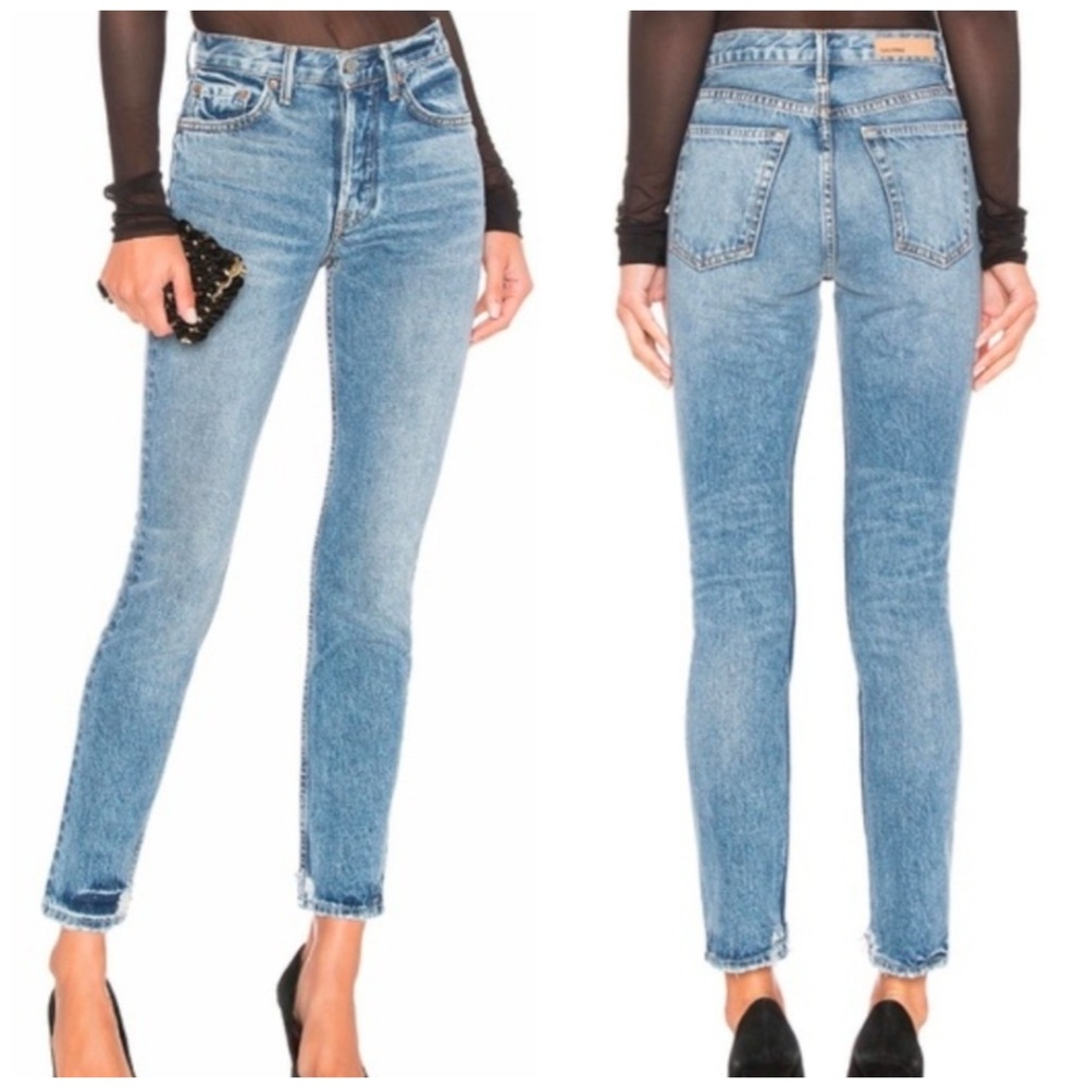 GRLFRND Girlfriend Karolina Get Bent Distressed Frayed Denim Jeans 30 10